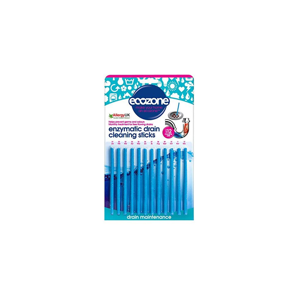 Ecozone Citrus Drain Cleaning Sticks, Enzymatic Pipe Unblocker, Prevents Plug Hole Obstructions & Keeps Water Flowing Freely, Natural Vegan & Non