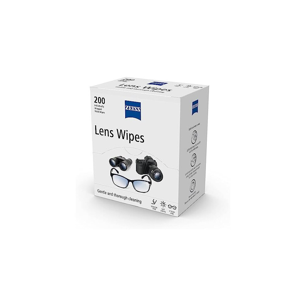 ZEISS Lens Wipes, Lens Cleaner for Glasses, Cameras & Binoculars, Individually Packed Single Use Disposable Cloths in Sachets, for Handy and Portable