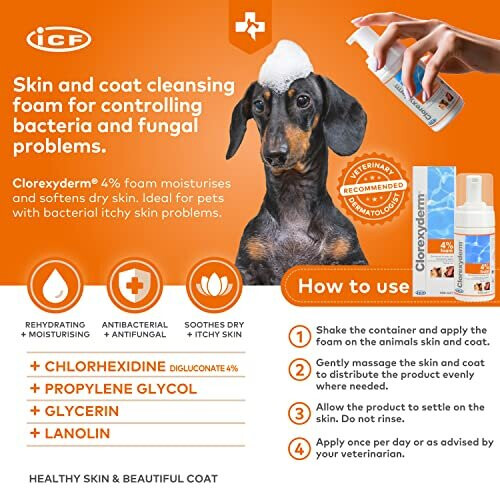 Clorexyderm 4 Foam Mousse Dry Shampoo for Dogs & Cats