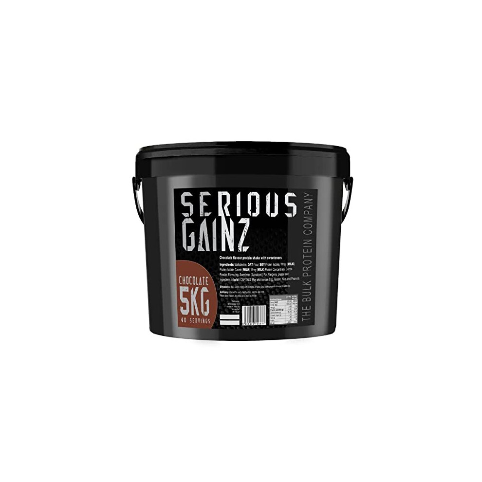 The Bulk Protein Company, SERIOUS GAINZ - Whey Protein Powder - Weight Gain, Mass Gainer - 30g Protein Powders (Chocolate, 5kg)