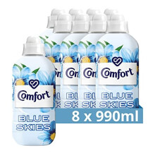 Comfort Blue Skies Fabric Conditioner Pack of 8 - 264 washes, Stay Fresh technology locks fragrance, 100 days of freshness + fragrance