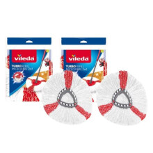 Vileda Turbo 2in1 Spin Mop Refill, Pack of 2 Turbo 2in1 Mop Head Replacements, Fits all Vileda Turbo Mops, Authentic Vileda Mop Head, Red, 16.5 x 30 x