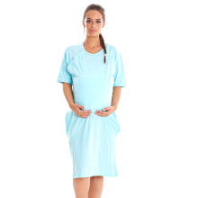 (Mint, XXL) Malay Maternity Nursing Labor Nightdress Hospital Delivery Gown Breastfeeding Buttons