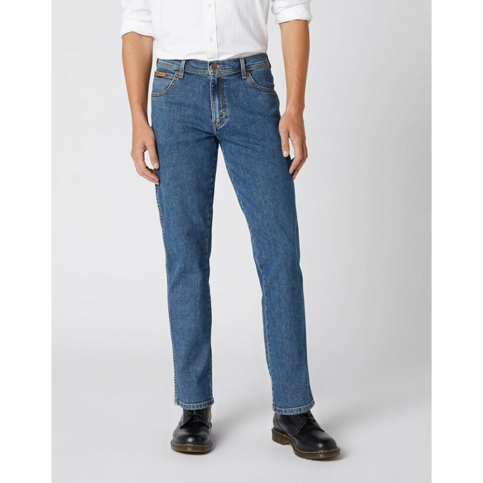 (30W/32L) Wrangler Texas Straight Leg Rigid Men's Jeans - Stonewash