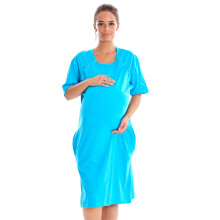 (Blue, XXL) Malay Maternity Nursing Labor Nightdress Hospital Delivery Gown Breastfeeding Buttons