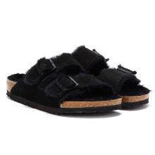 (Black, UK 7.5) Birkenstock Arizona Fur Black Sandals