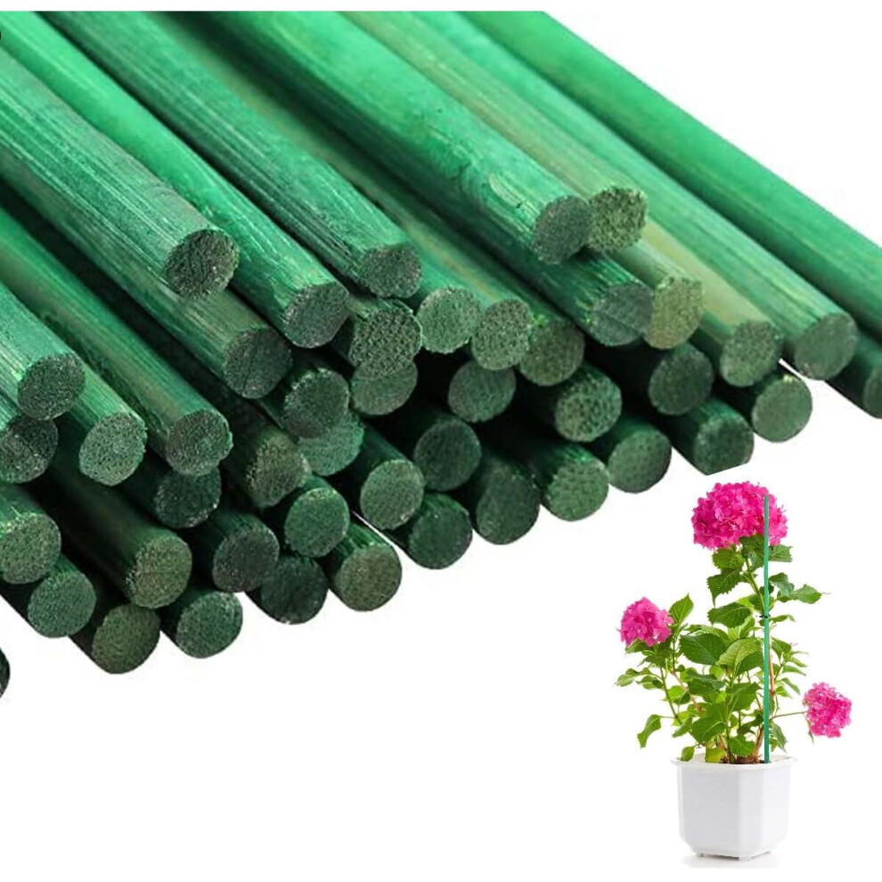 50x Green Bamboo Flower Sticks Wooden Plant Support Growing Training Stake 90cm