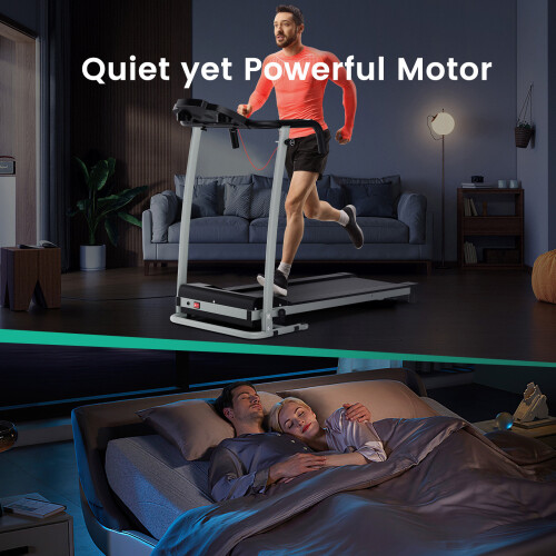Casart Multifunctional Folding Treadmill w/12 Preset Progs Cup Holder& Wheels 2