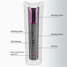 (White) Automatic Hair Curler Cordless Curling Rotating Wand With Lcd Display For Styling