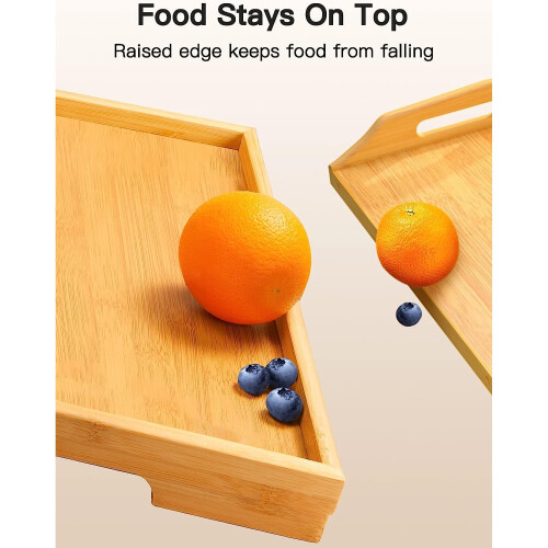 Bamboo Bed Tray Foldable Legs, Breakfast Tray for Sofa Desk Snack Tray 2