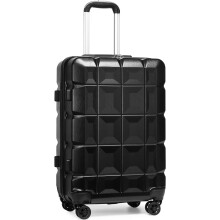 (24 inch) Black Lightweight ABS Hard Shell Luggage with TSA Lock 4 Spinner Wheels