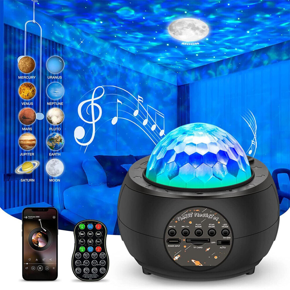 Starry Galaxy Projector Night Light Lamp Space Nebula Star + BT Remote