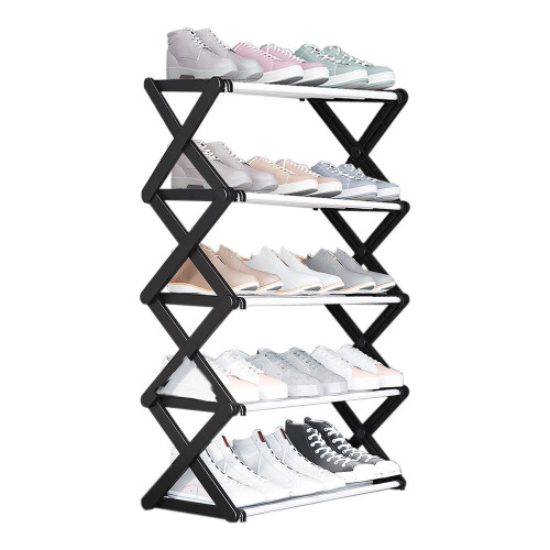Living And Home (5 Tiers) Foldable Multi-Tier Metal Shoe Rack 1