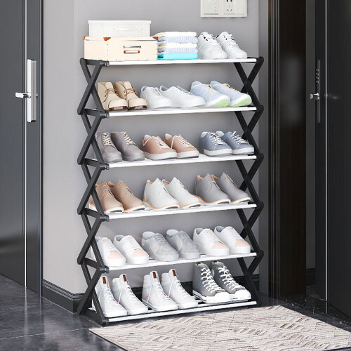 Living And Home (6 Tiers) Foldable Multi-Tier Metal Shoe Rack
