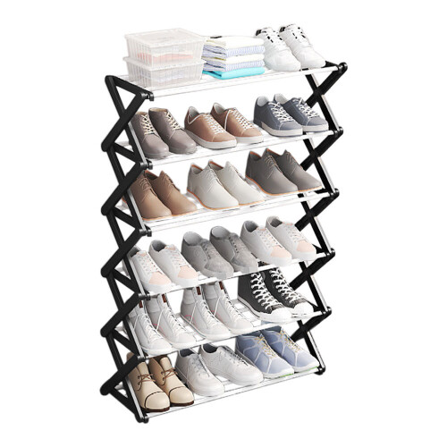 Living And Home (6 Tiers) Foldable Multi-Tier Metal Shoe Rack 1