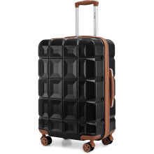 (28 inch) Suitcase Lightweight ABS Hard Shell Luggage with TSA Lock 4 Spinner Wheels-Black/Brown