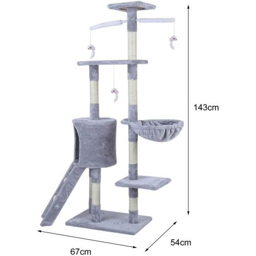 Cat Tree 145cm Cat Scratch Posts Multi Level Stable Cat Climbing Tower Cat  for Kitty 1