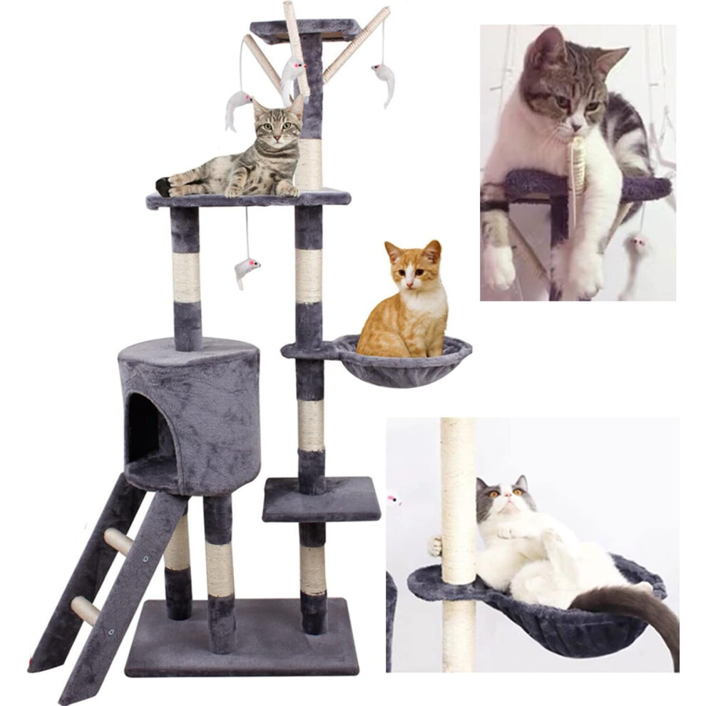 Cat Tree  Cat Scratch Posts Multi-Level Stable Climbing Tower Trees  Play House for Kitty Kitten