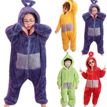 (Yellow, 11-12Years) Teletubbies Winter Warm Fluffy Jumpsuit Sleepwear Kids Christmas Party Nightwear Long Sleeve Pyjamas