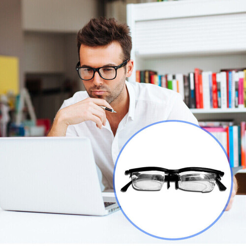 Dial Adjustable Glasses Variable Focus For Reading Distance Vision Eyeglasses 2