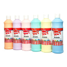 6 X 600ml Bottles Scola PASTEL Colour Artmix Ready Mix Poster Paint AMPS600/6A