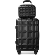 (13/20 inch set) Black Lightweight ABS Hard Shell Luggage with TSA Lock 4 Spinner Wheels