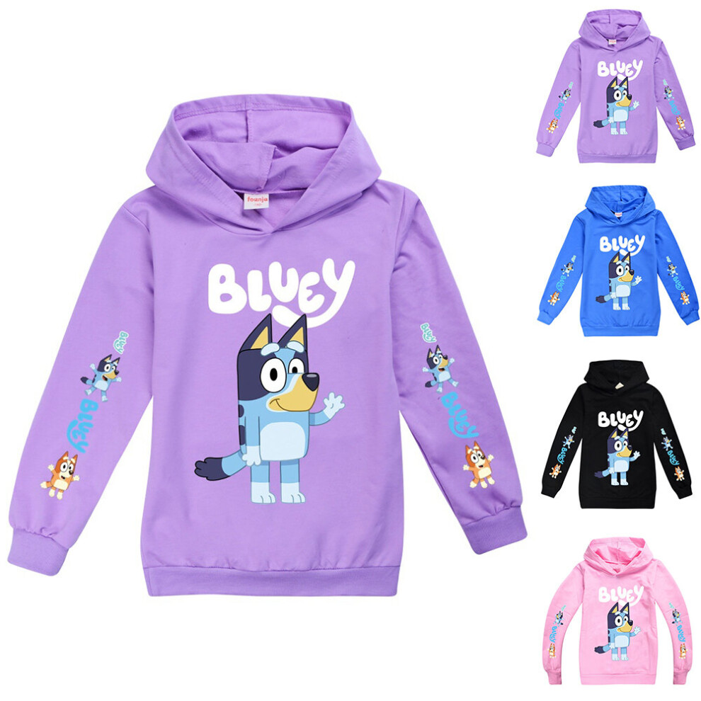 (Blue, 7-8Years) Bingo Blueys Print Kids Boys Girls Casual Hoodie Sweatshirt Hooded Pullover Long Sleeve Tops