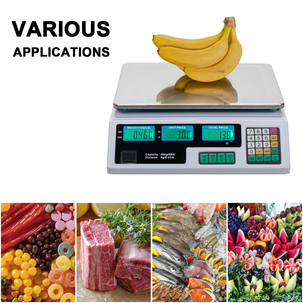 Digital Electronic Price Computing Kitchen Fruits Scale 40kg/5g Food Meat