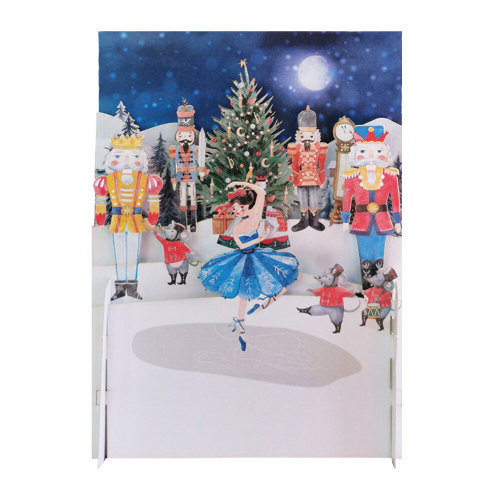 Festive Nutcracker & Xmas Tree 3D Pop Up Christmas Greeting Card By Alljoy Cards