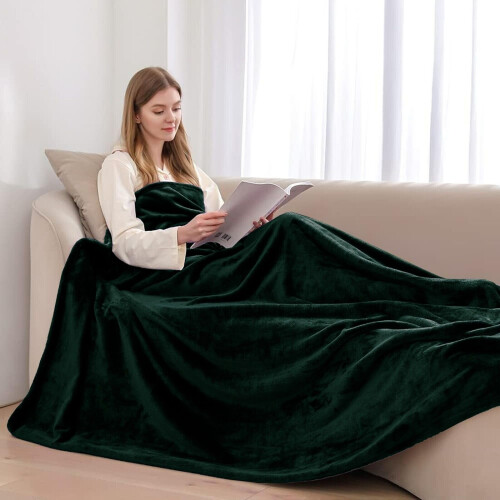 (Mint Green, Double) Moonlight Bedding Large Mink Blanket Multi-use Pet Fleece Throw