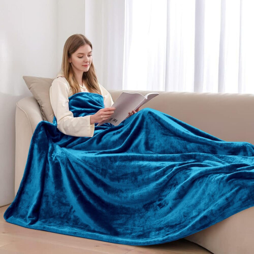 (Teal, Super King) Moonlight Bedding Large Mink Blanket Multi-use Pet Fleece Throw 1