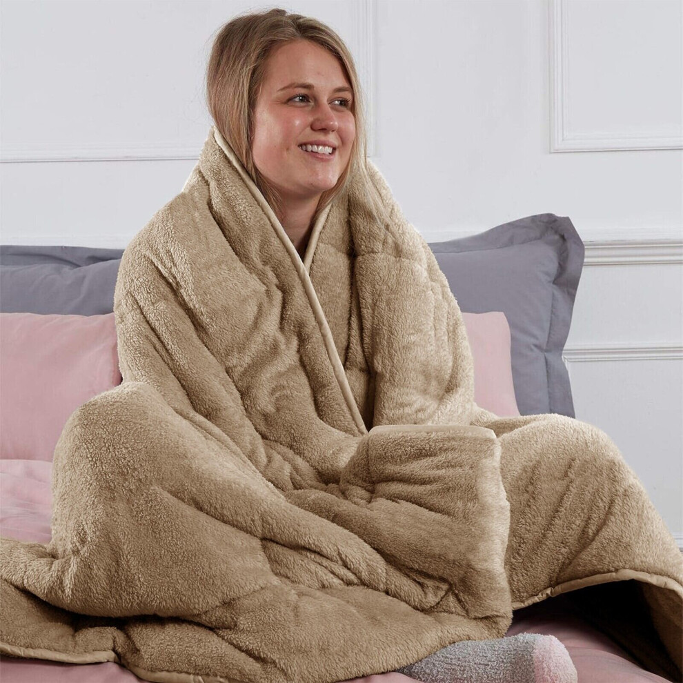 (Beige, Super King) Moonlight Bedding Large Mink Blanket Multi-use Pet Fleece Throw