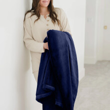 (Navy Blue, Super King) Moonlight Bedding Large Mink Blanket Multi-use Pet Fleece Throw