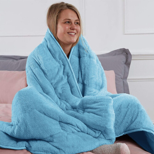 (Light blue, Super King) Moonlight Bedding Large Mink Blanket Multi-use Pet Fleece Throw 2