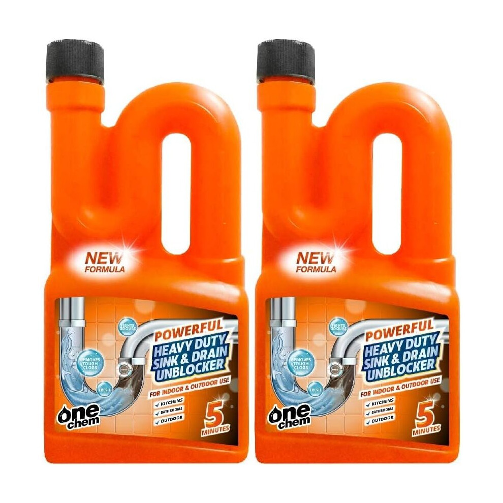 One Chem Heavy Duty Sink and Drain Unblocker 2 x 750ml