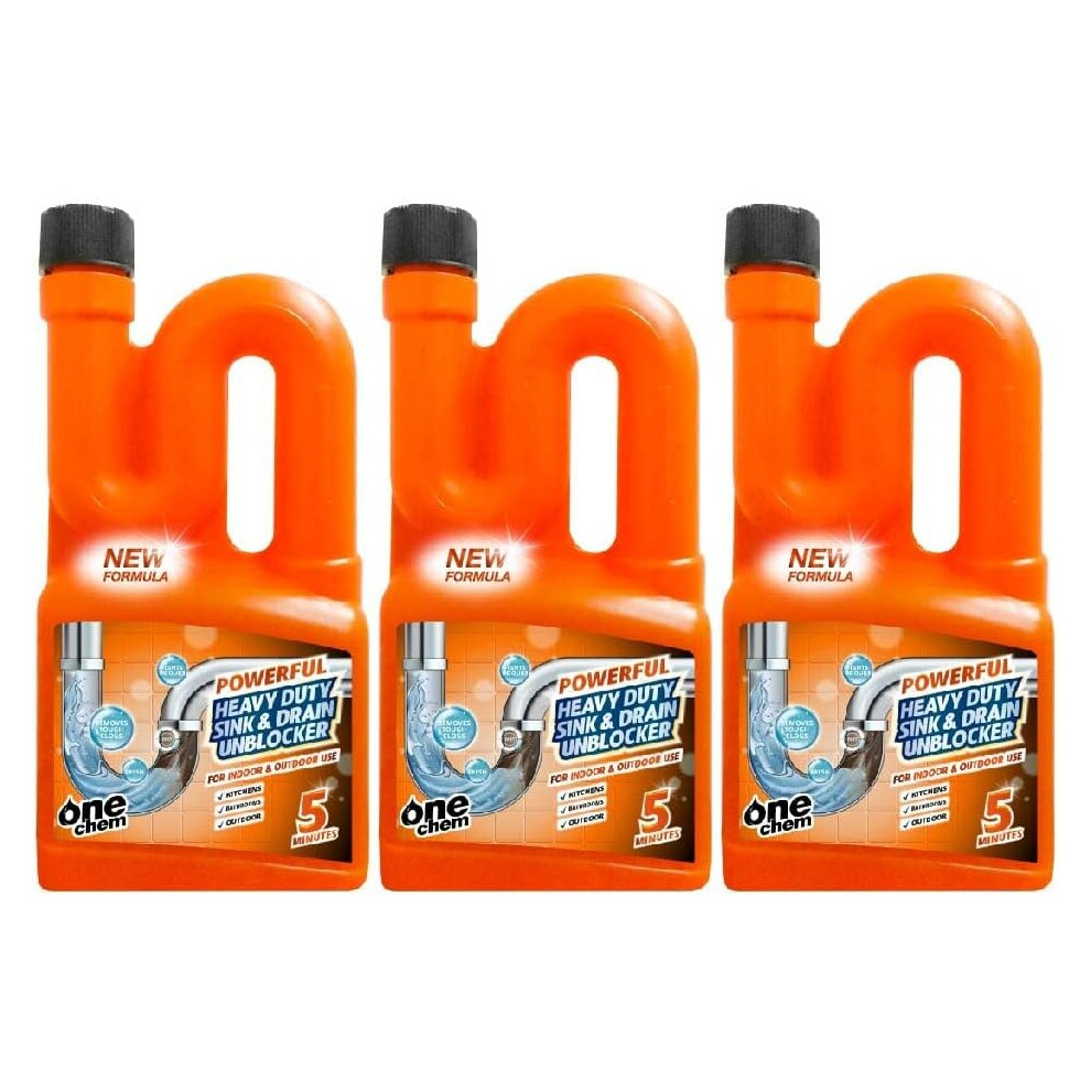 One Chem Heavy Duty Sink And Drain Unblocker 3 X 750Ml