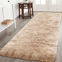 (Beige, 60X220 CM RUNNER RUG) Shaggy Non Slip Rugs Living Room Area Carpet Mat
