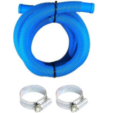 (Pool Hose 2M Length & 2 Hose Clips) Lowenergie 32mm Replacement Pool Hose Pipe for Above Ground Pools with Clips