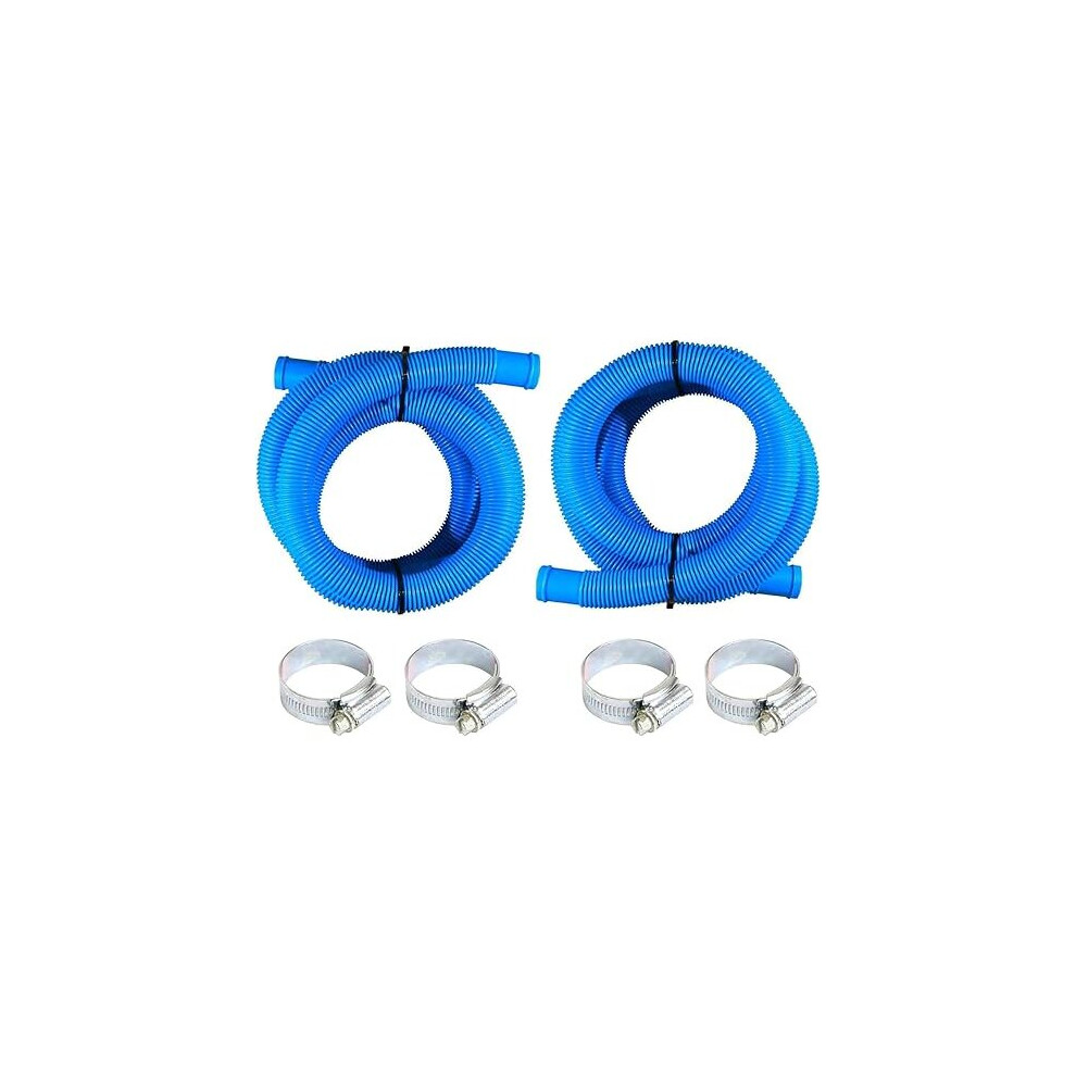 (Pool Hose 2 x 2M Lengths & 4 Hose Clips) Lowenergie 32mm Replacement Pool Hose Pipe for Above Ground Pools with Clips