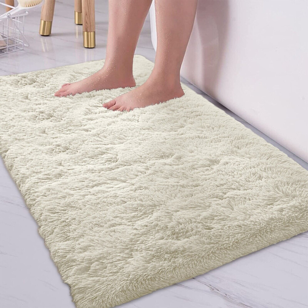 (Cream, 50X80 CM) Non-Slip Rugs Shaggy Area Rug Runner Carpet Mat