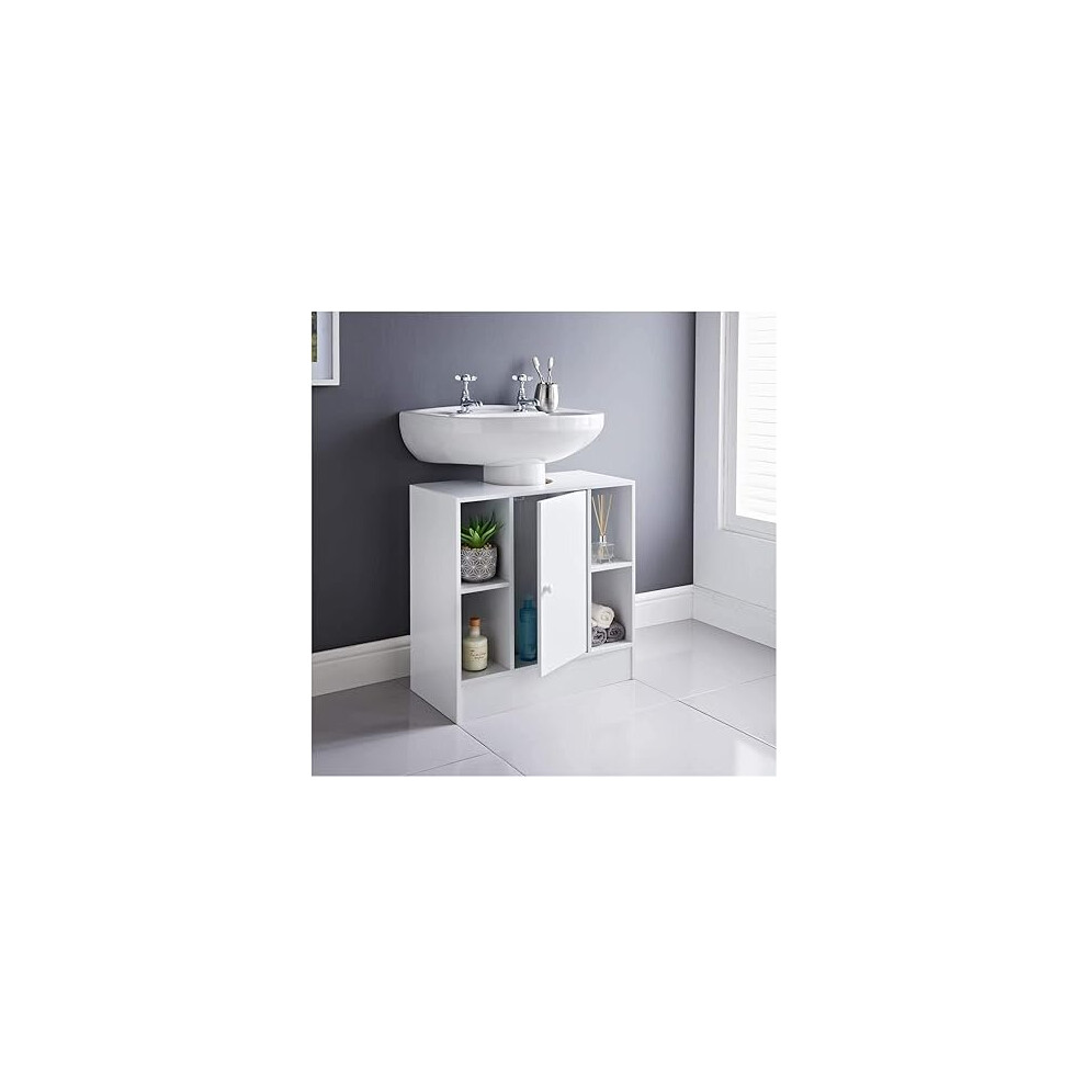 Under Sink Storage Bathroom Cabinets Free Standing White Wooden Unit