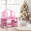 Casart 2 in 1 Kids Dressing Table with Foldable Mirror & Open Storage Shelves 3