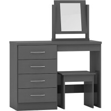 Nevada 4 Drawer Dressing Table Set - 3D Effect Grey