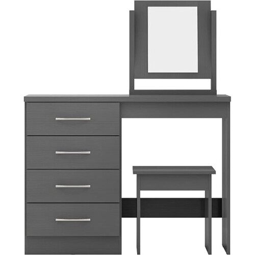 Nevada 4 Drawer Dressing Table Set - 3D Effect Grey 1