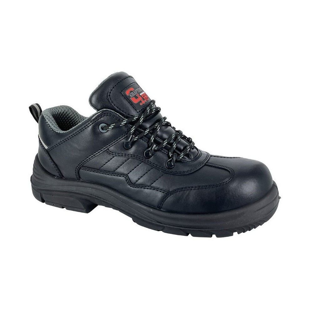 (43) Men Grafters Black Smooth Action Leather Super Wide Safety Trainer Shoe Pu Sole 5050703625104
