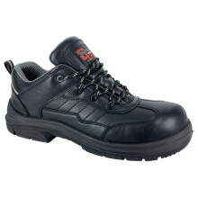 (41) Men GRAFTERS Black Smooth Action Leather Super Wide Safety Trainer Shoe PU Sole