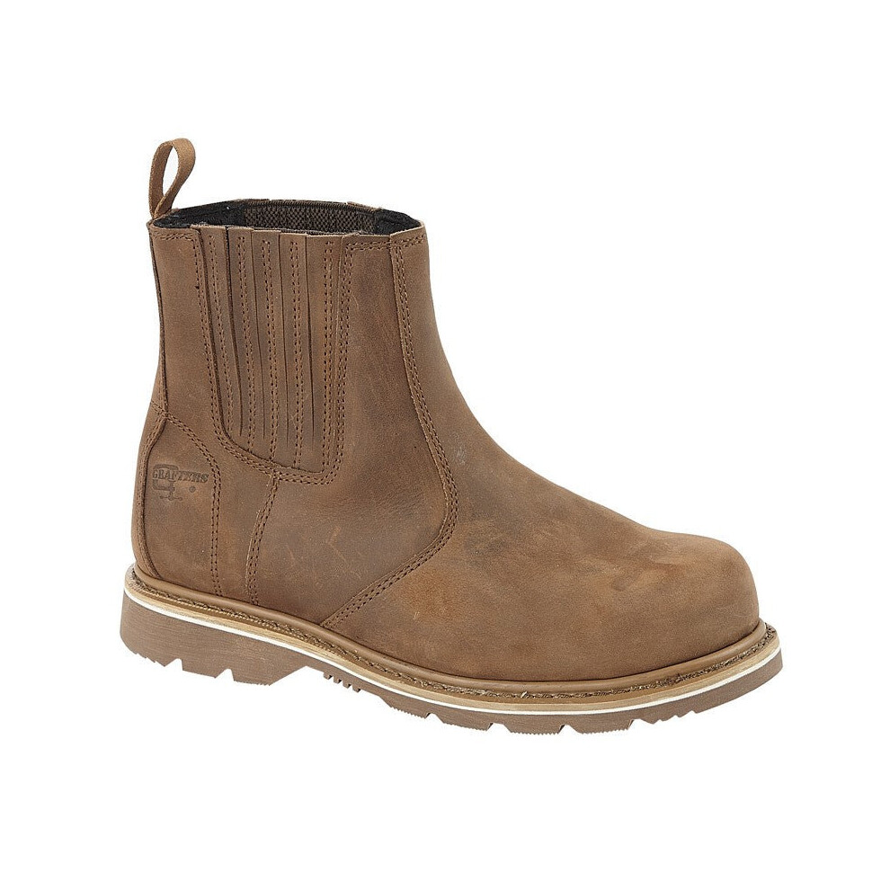 Grafters (9) Men Safety Twin Gusset Dealer Boot Goodyear Welted Rubber Sole Brown