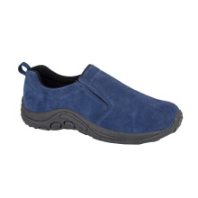 (11) PDQ Navy Real Suede Twin Gusset Jungle Casual TPR Sole