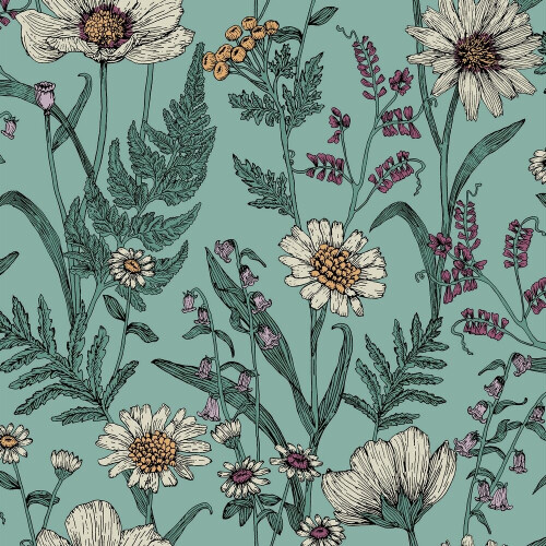 Fine Decor Fine Decor Wild Meadow Blue Wallpaper FD43338