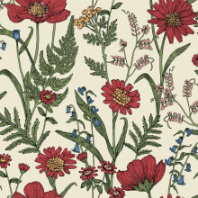 Fine Decor Wild Meadow Red Wallpaper FD43335